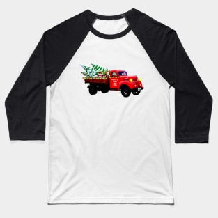 Merry Christmas Big Red Tree Truck Baseball T-Shirt